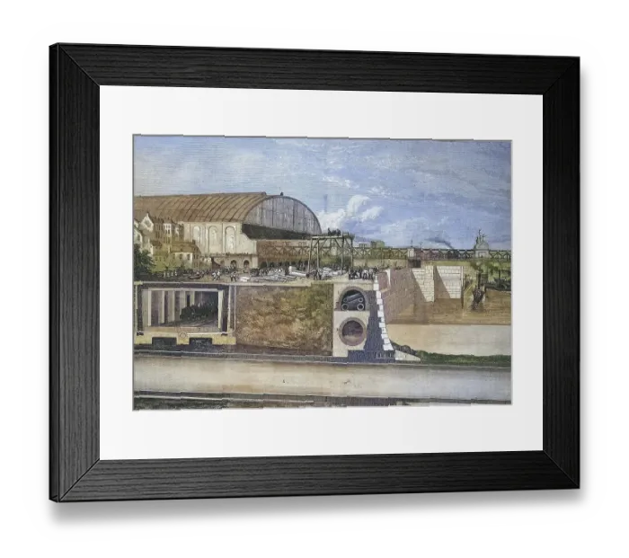 Framed Print : Construction site of the new quay wall on the Thames