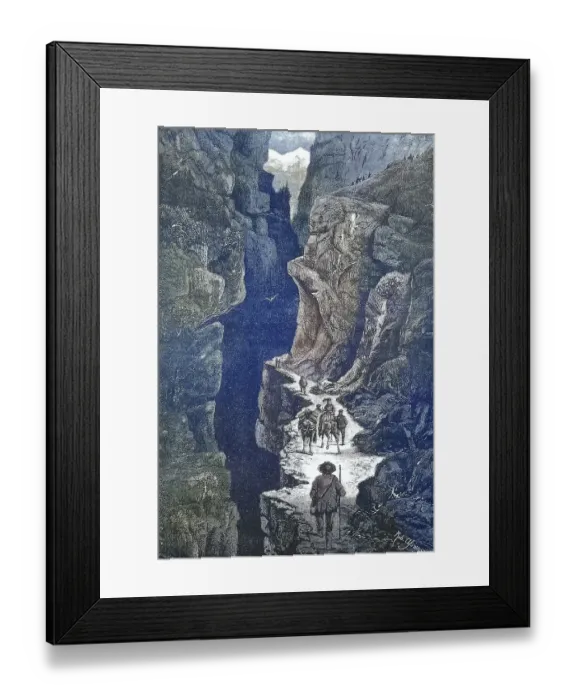 Framed Print : People on the Gemmi Alpine Pass c Framed Print : People on the Gemmi Alpine Pass c