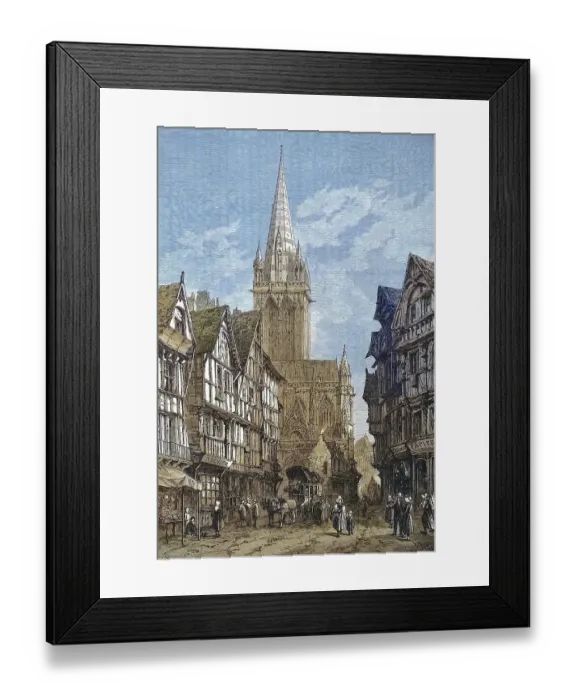 Framed Print : Saint-Pierre Church in 1868, in Caen