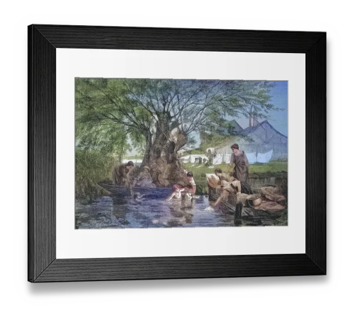Framed Print : A rural washing place by the river