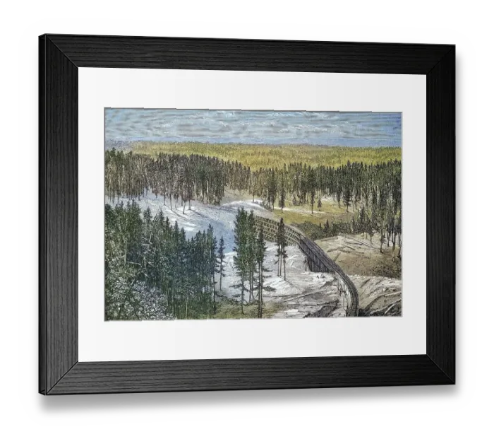 Framed Print : The Pacific Railroad, the long-ravin bridge Framed Print : The Pacific Railroad, the long-ravin bridge