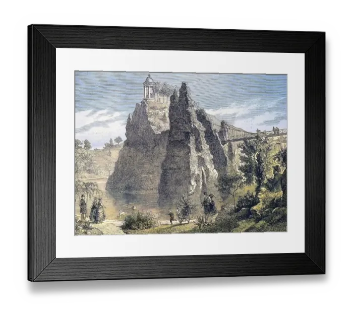 Framed Print : Parc des Buttes-Chaumont, an English-style landscape garden in the northeastern 19th arrondissement of Paris