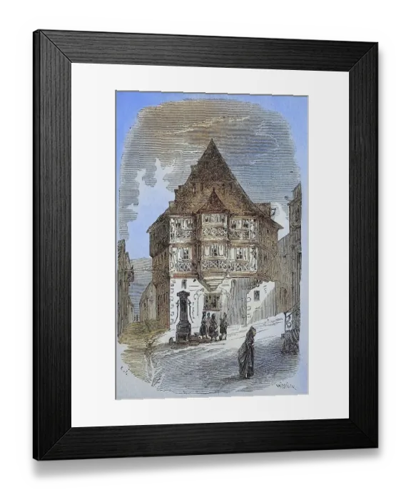 Framed Print : The Hotel zum Riesen in Miltenberg in 1869