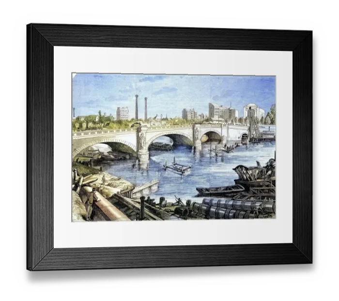 Framed Print : Work in front of the Pont de l'Alma to lay the sewage pipe at the bottom of the Seine