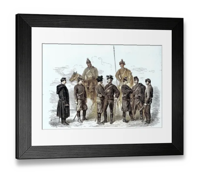 Framed Print : The New Uniforms of the Officers of the Cavalry of the Army of Austria in 1869