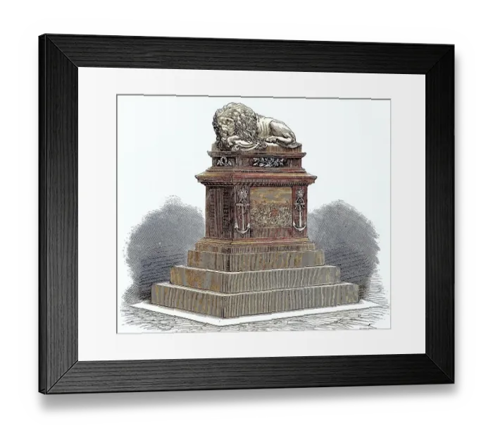 Framed Print : Sad Lion, monument in the cemetery of the island of Lissa commemorating the naval battle of Lissa on 20 July 1866 Framed Print : Sad Lion, monument in the cemetery of the island of Lissa commemorating the naval battle of Lissa on 20 July 1866
