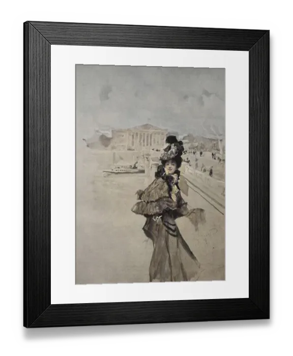 Framed Print : Young woman in the posh dress in Paris