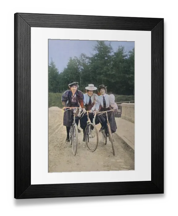 Framed Print : Three Women on Bicycles, circa 1880 Framed Print : Three Women on Bicycles, circa 1880