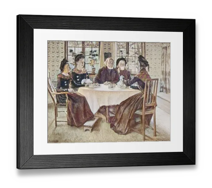 Framed Print : Family Gathering on Sunday Afternoon at a Farm on Hallig Hooge