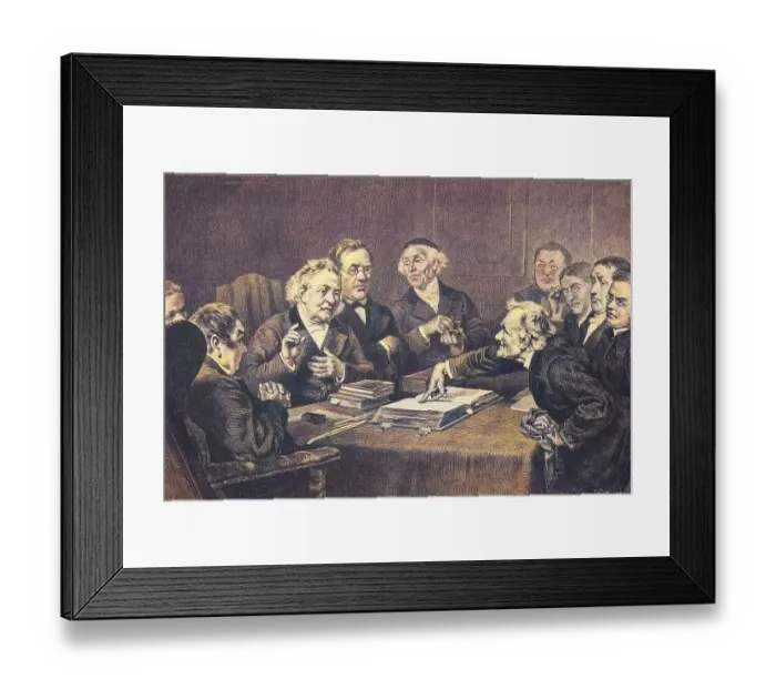 Framed Print : Theologians in a discussion, Historical