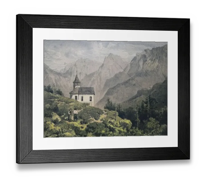 Framed Print : A peasant couple near a chapel on the Kaisergebirge