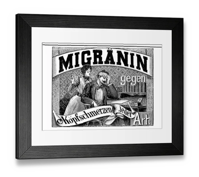 Framed Print : Advertisement for Migranin for headaches and migraines by Farbwerke Hoechst