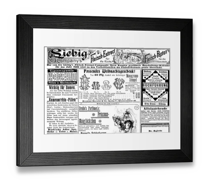 Framed Print : Various advertisements, Siebig Meat Extract