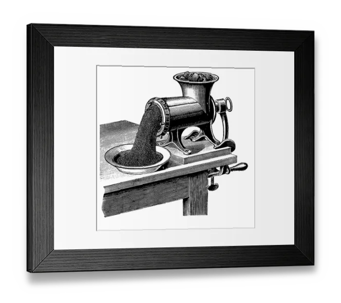 Framed Print : Historic kitchen utensils, meat slicer Framed Print : Historic kitchen utensils, meat slicer