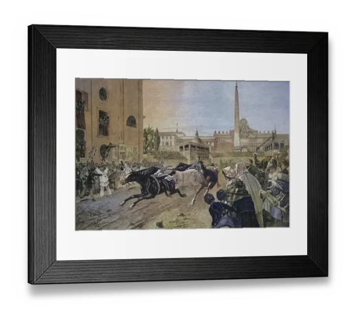 Framed Print : Horse racing on the Corso in Rome in 1870 Framed Print : Horse racing on the Corso in Rome in 1870