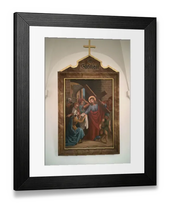 Framed Print : Stations of the Cross by an unknown artist in the ambulatory of the Catholic pilgrimage church of the Holy Trinity in