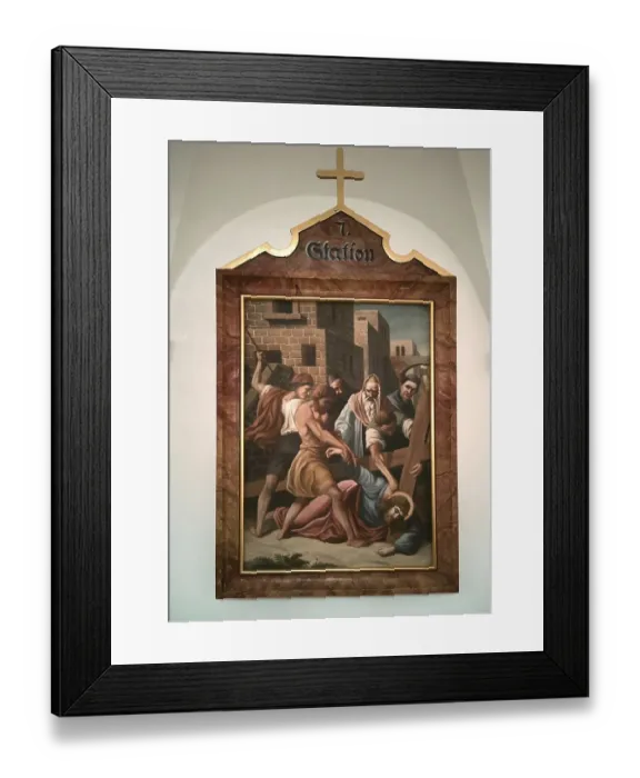 Framed Print : Stations of the Cross by an unknown artist in the ambulatory of the Catholic pilgrimage church of the Holy Trinity in