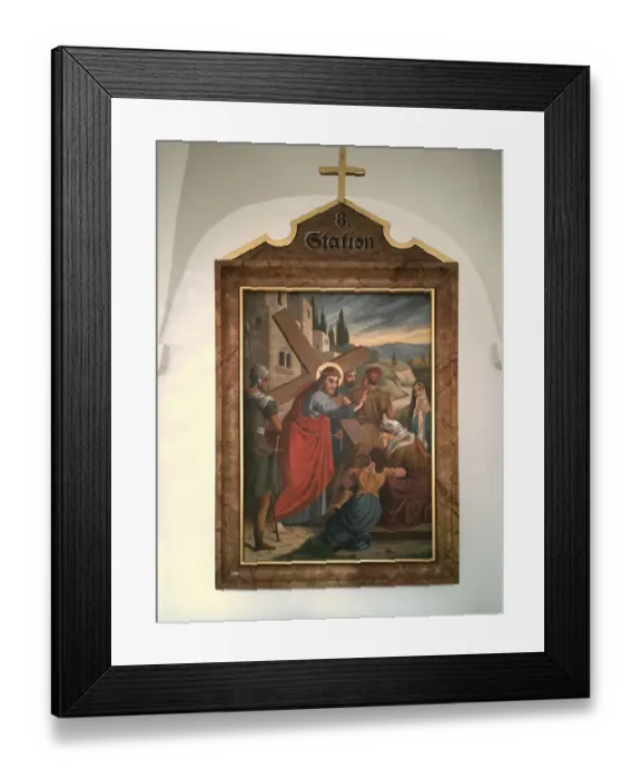 Framed Print : Stations of the Cross by an unknown artist in the ambulatory of the Catholic pilgrimage church of the Holy Trinity in