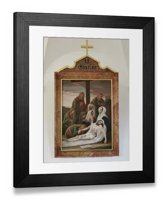 Framed Print : Stations of the Cross by an unknown artist in the ambulatory of the Catholic pilgrimage church of the Holy Trinity in