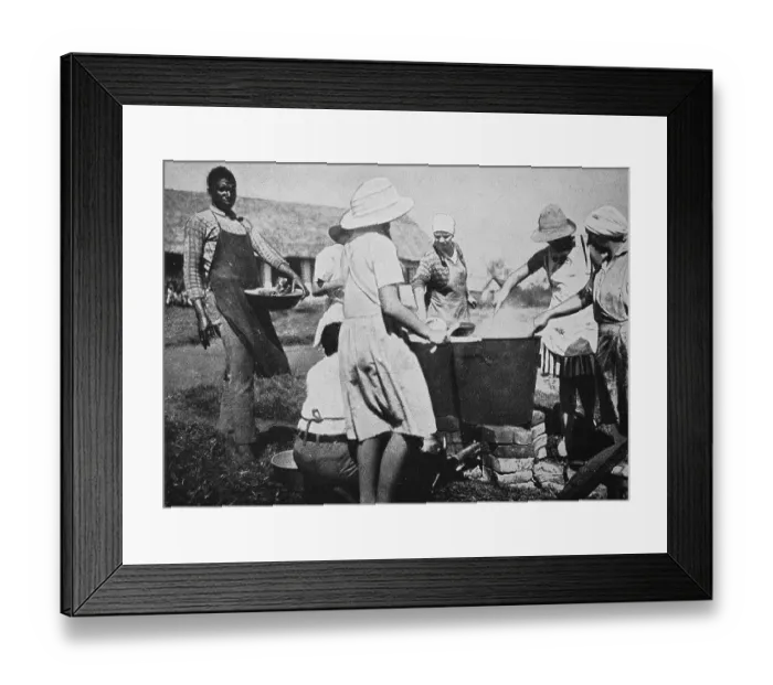 Framed Print : Battle feast on a German farm, German Southwest