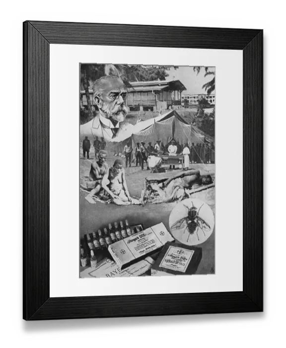 Framed Print : German tropical medicine with doctor Robert Koch in the fight against tropical diseases