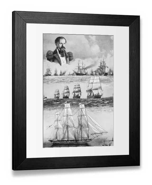 Framed Print : Admiral Brommy and the German Fleet of 1848
