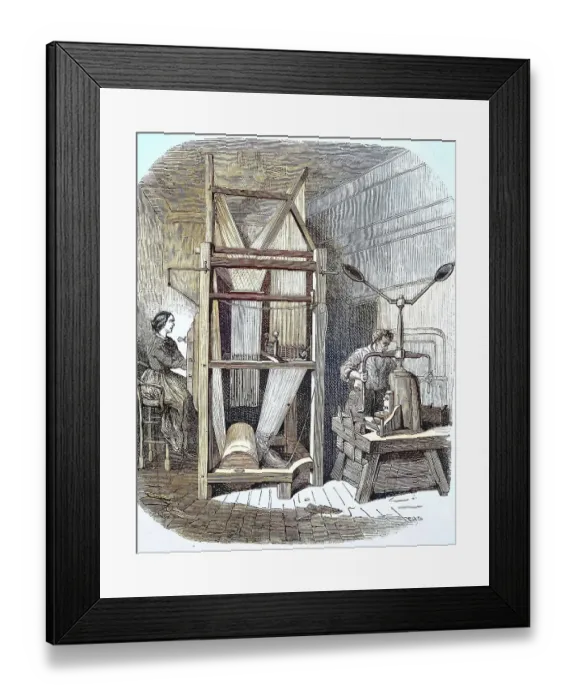 Framed Print : Loom in 1856, France, Historic