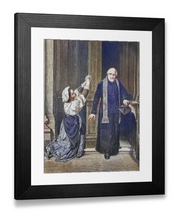 Framed Print : Woman and priest at the confessional Framed Print : Woman and priest at the confessional