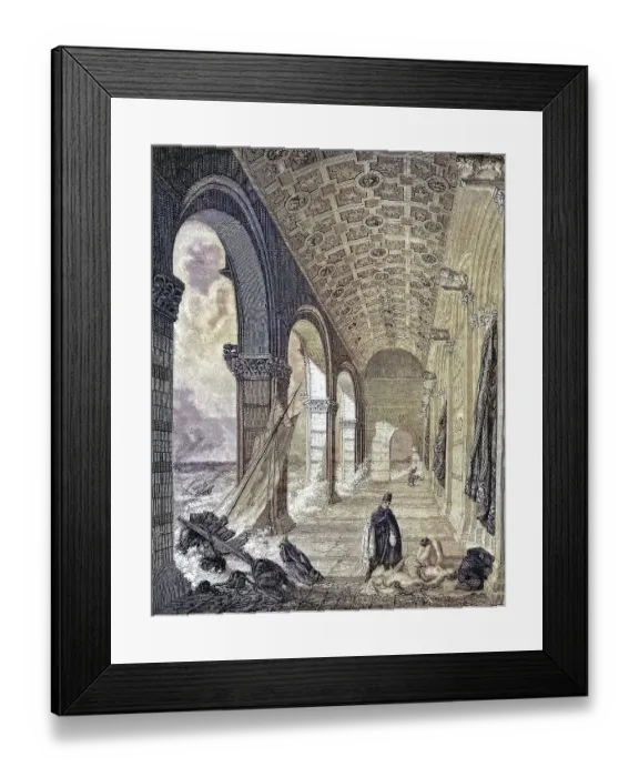 Framed Print : Seine floods at the Louvre in Paris