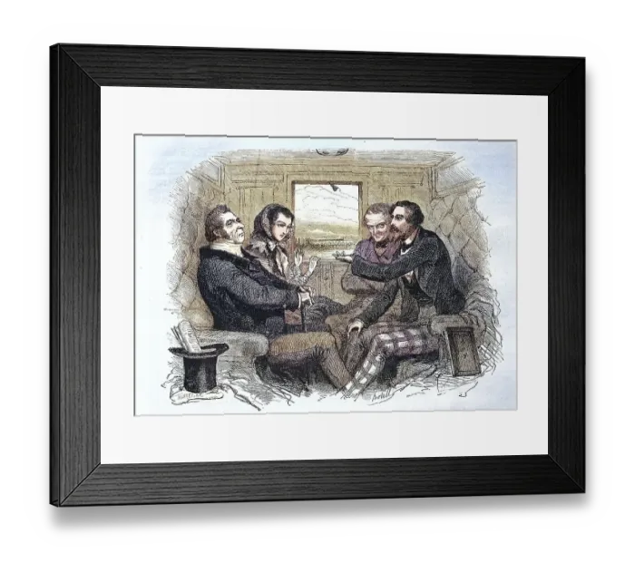 Framed Print : Entertainment in a railway carriage