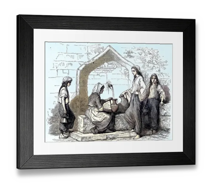 Framed Print : Women from Trabzon or Trebizonde at a public watering place in 1870