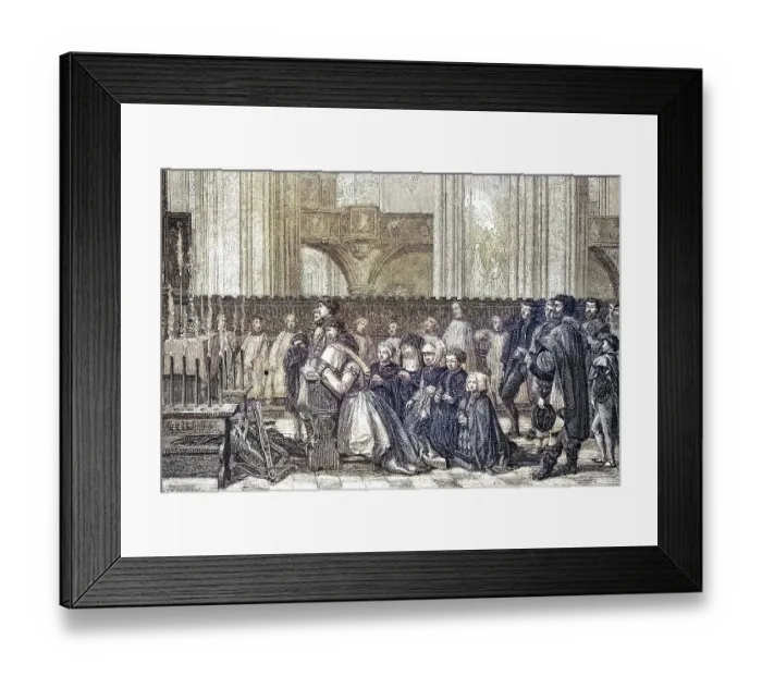 Framed Print : Salon of 1855. belgian school. the trentaines de metal de haze