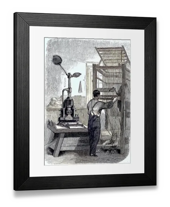Framed Print : Manufacture of silk fabrics, Piquage, c