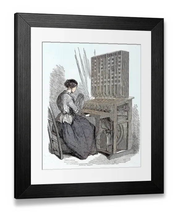 Framed Print : Manufacture of silk fabrics, Cannetiere