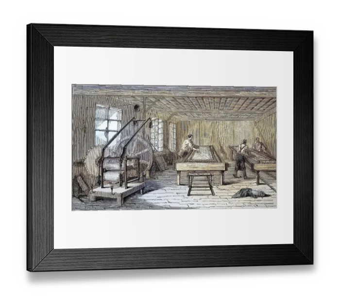 Framed Print : Making silk fabrics, applying a primer to give the silk a better sheen Framed Print : Making silk fabrics, applying a primer to give the silk a better sheen