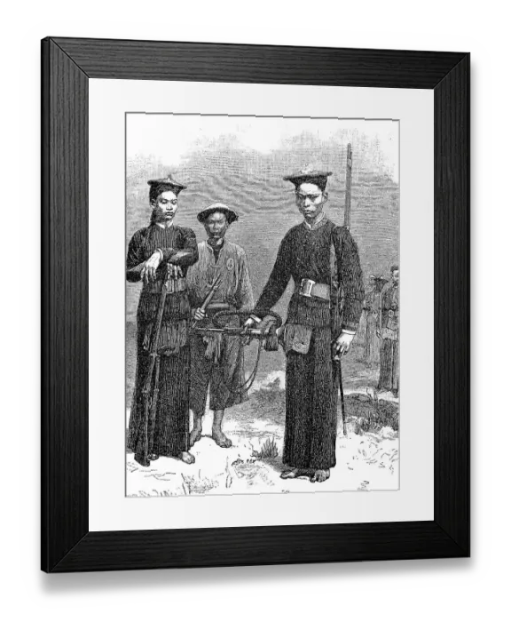 Framed Print : Tong Chinese and Annamite Auxiliaries of the French around 1885 in Tientsin