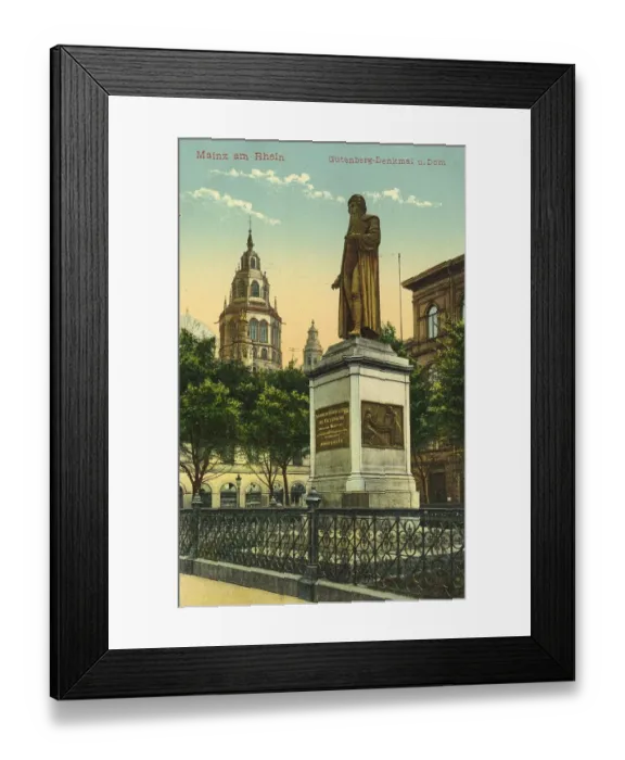 Framed Print : Gutenberg Monument and Cathedral in Mainz
