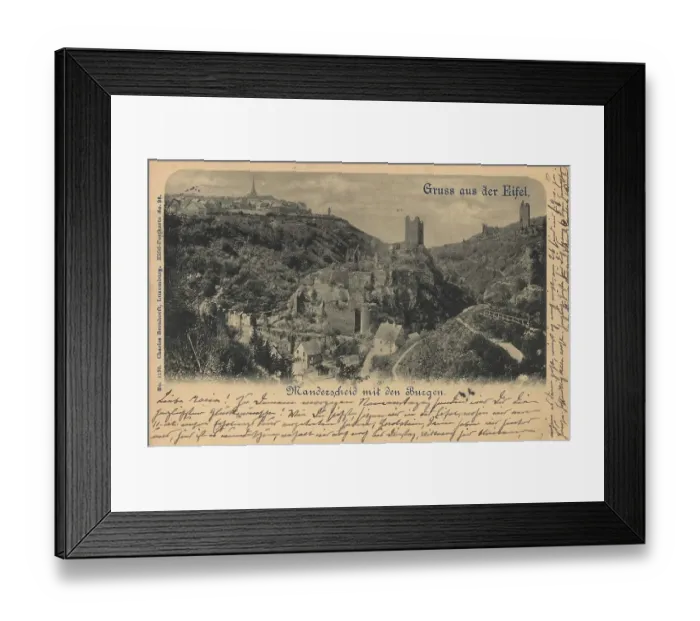 Framed Print : Gruss aus der Eifel, Manderscheid