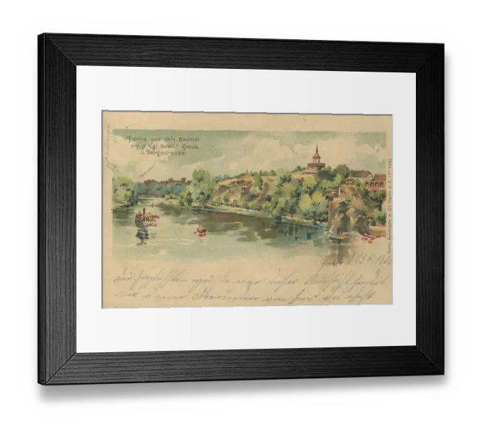 Framed Print : Saale valley with the Kreuz stud farm and the Bergschenke