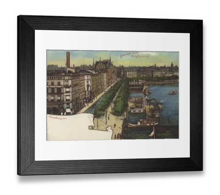 Framed Print : Old and new Jungfernstieg in Hamburg Framed Print : Old and new Jungfernstieg in Hamburg