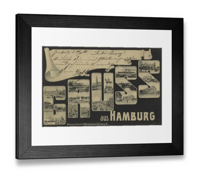 Framed Print : Greetings from Hamburg, Germany Framed Print : Greetings from Hamburg, Germany