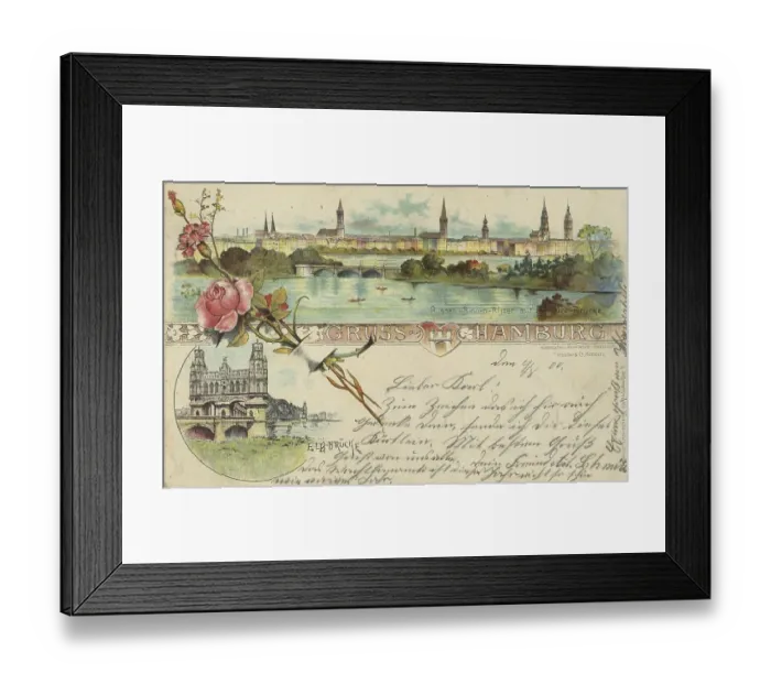 Framed Print : Greetings from Hamburg, Germany Framed Print : Greetings from Hamburg, Germany