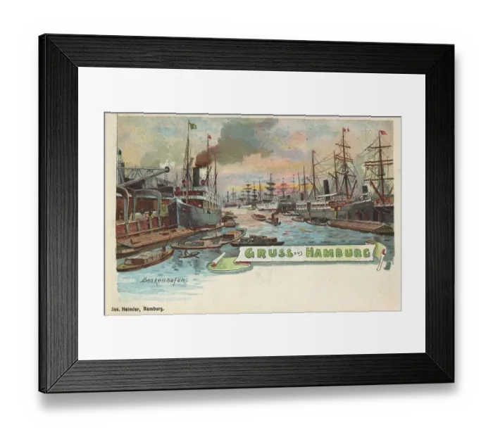 Framed Print : Greetings from Hamburg, Germany Framed Print : Greetings from Hamburg, Germany