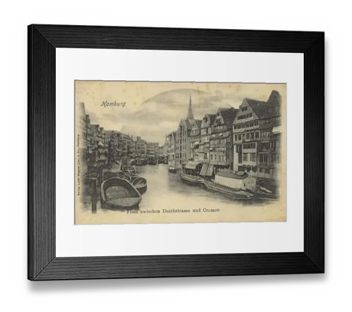 Framed Print : Fleet in Hamburg, Germany, postcard text Framed Print : Fleet in Hamburg, Germany, postcard text