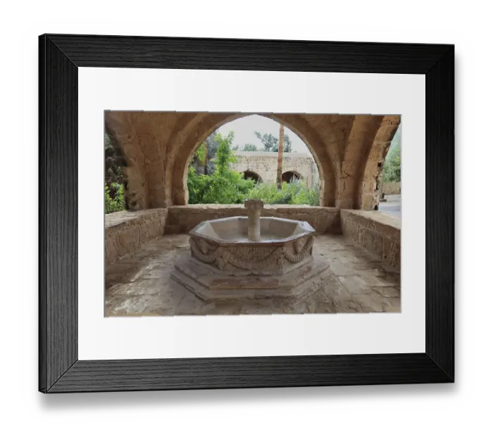 Framed Print : Ayia Napa, fountain house in the courtyard Framed Print : Ayia Napa, fountain house in the courtyard