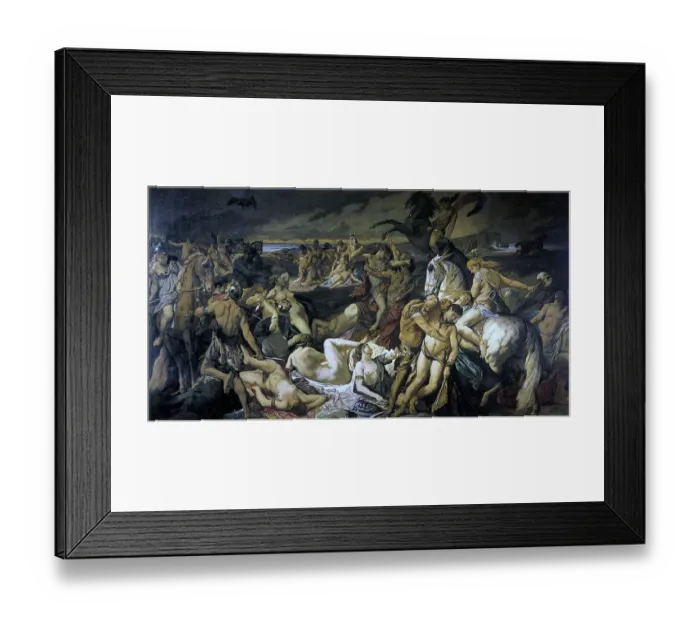Framed Print : The Battle of the Amazons, a painting by the German painter Anselm Feuerbach