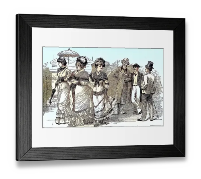 Framed Print : Elegant ladies and gentlemen of high society on a Sunday afternoon stroll Framed Print : Elegant ladies and gentlemen of high society on a Sunday afternoon stroll