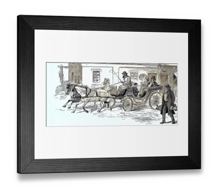 Framed Print : Travelling by horse-drawn carriage Framed Print : Travelling by horse-drawn carriage