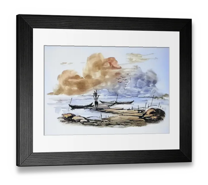 Framed Print : Fisherman returns with his catch