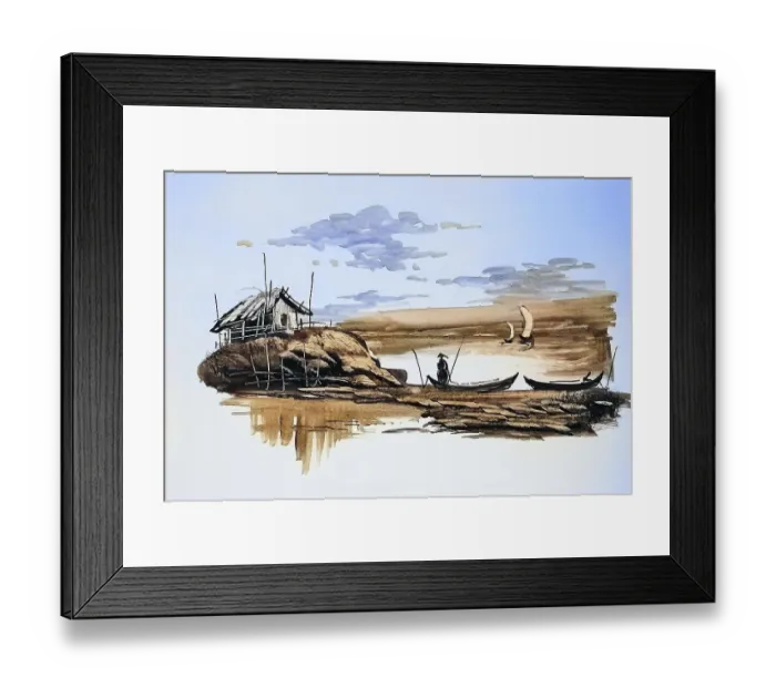 Framed Print : Fish in a Fishing Village, Fishing Boat